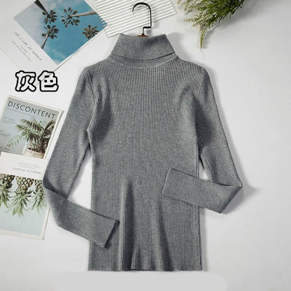 JMPRS Rollkragenpullover Frauen Mode Einfache Winter Pullover Jumper Hohe Elastische Gestrickte Herbst Weibliche Grundlegende Tops Casual Bluse