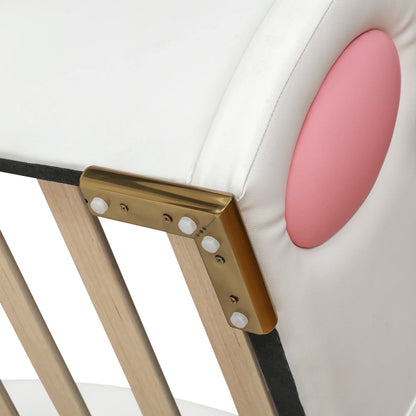 Cartoon süßes rosa Prinzessinnenbett, gepolstertes Bett, 90 x 200 cm, mit Kinderrutsche und zweistufiger Leiter, für Mädchenschlafzimmer