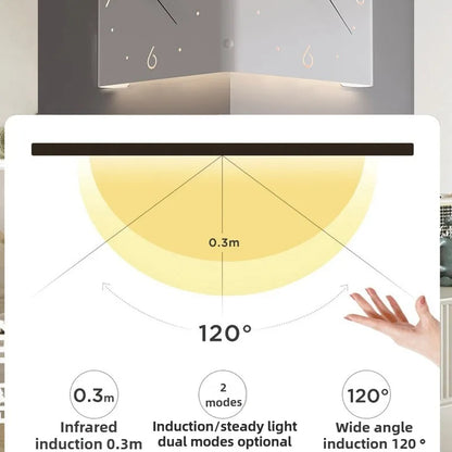Wohnzimmer Wanduhren Gebogene Ecke Doppelseitige Stille Wanduhren LED Induktion Beleuchtung Uhr Luxus Design Dekor