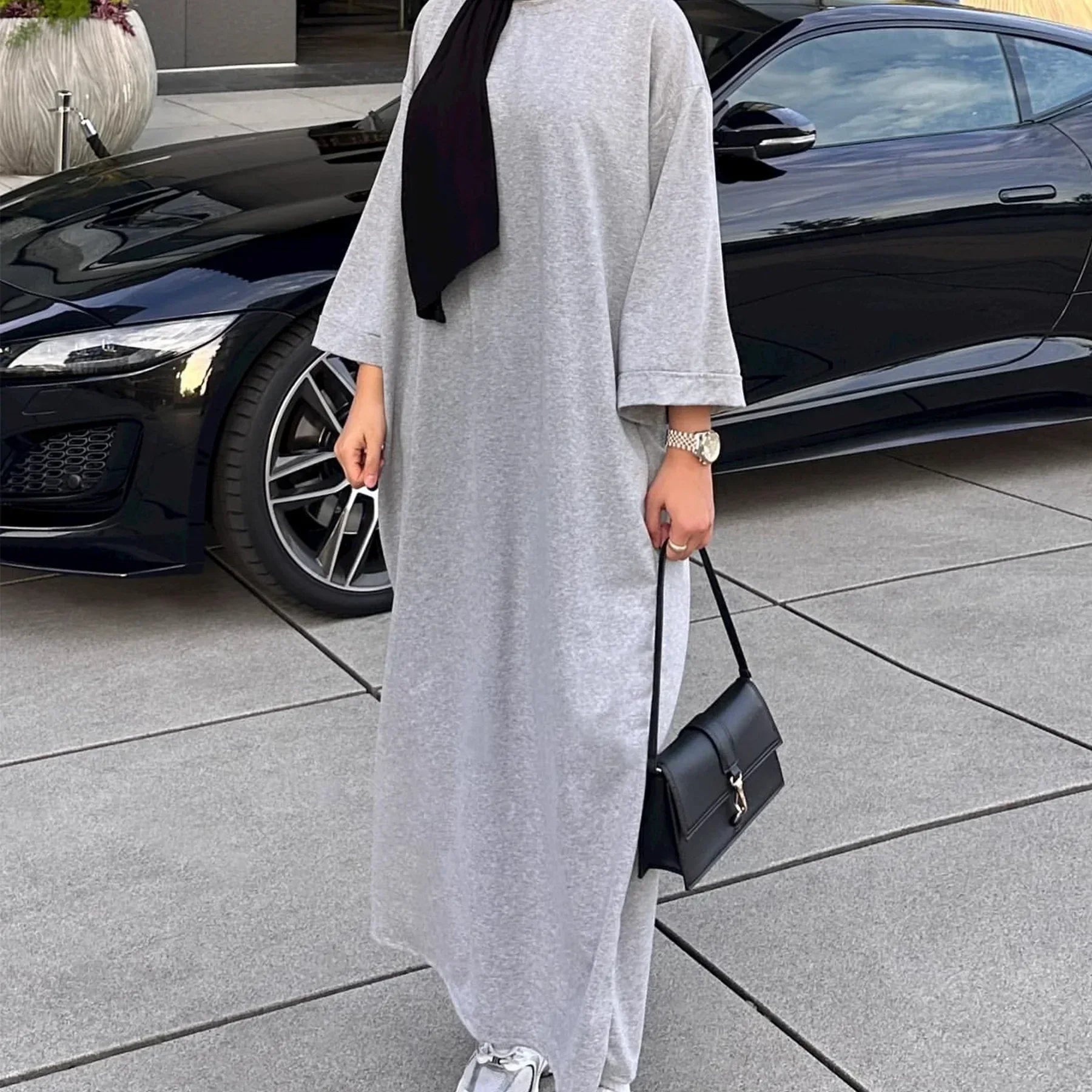 Casual Muslim Abaya Sweatshirt Long Dress for Women Daily Wear Plain Loose Abayas Islam Clothing Ramadan Eid Dubai Turkey Arabic.