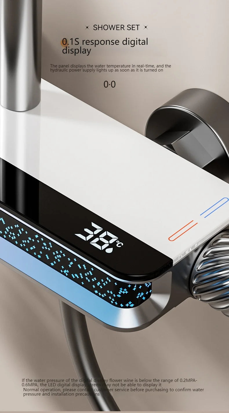 Digital Display Shower Set with Starry Sky Atmosphere Light  Bathroom Shower System Modern Bath Faucets Shower Head