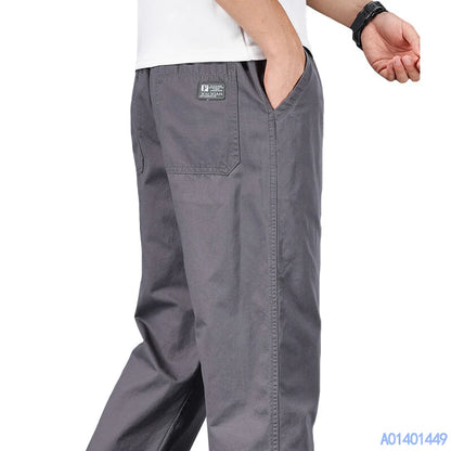 Big Size Mens Casual Pants Relaxed Fit Cotton Trousers Elastic Waist Drawstring Sweatpants Mens Jogger Pants Summer Spring.