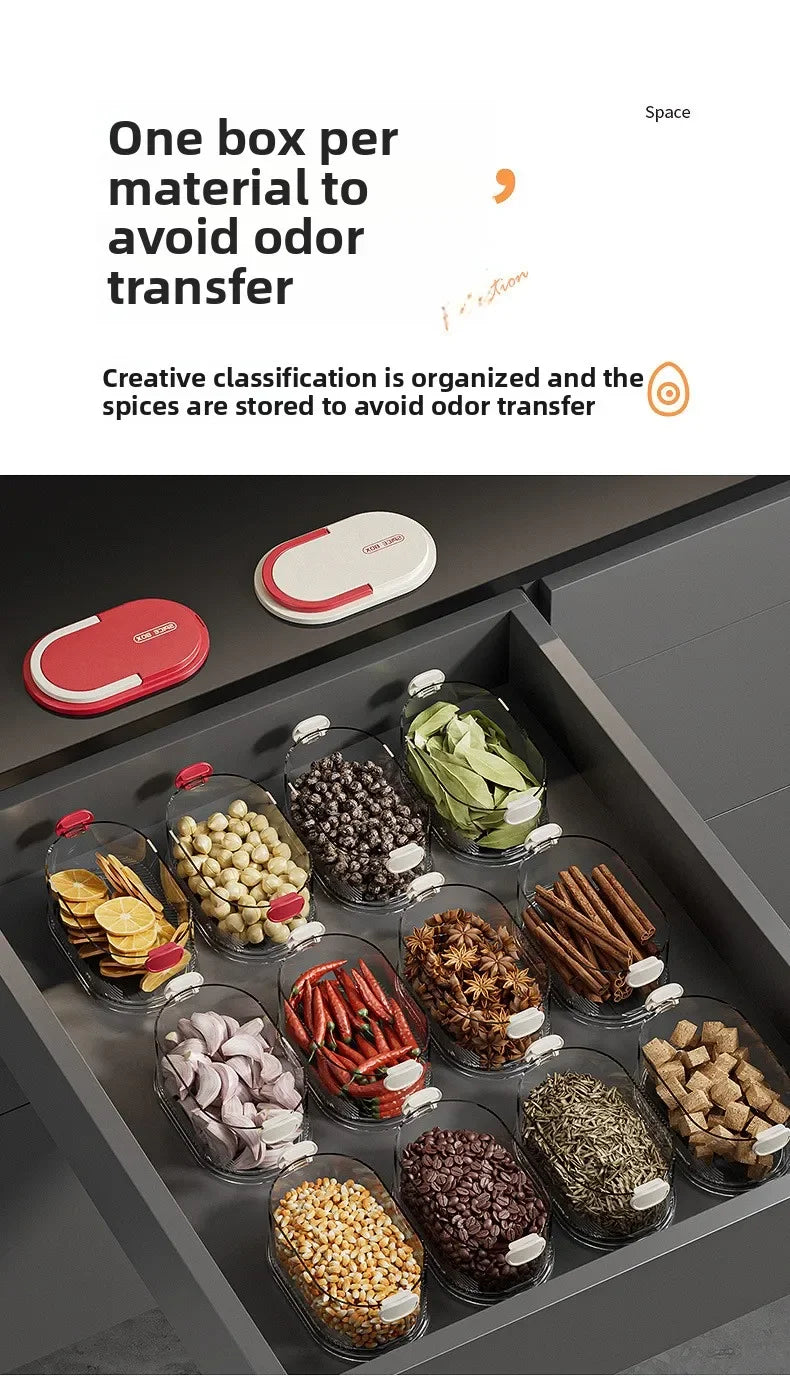 Portable Storage Box Onion Ginger and Garlic Seasoning Jar Can Be Stacked Sealed Storage Jar Packaging Fresh-keeping Box.