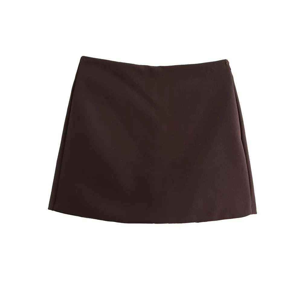 High Waist Solid Skort for Women Fashion Side Zipper Female Shorts Skirts Mujer.