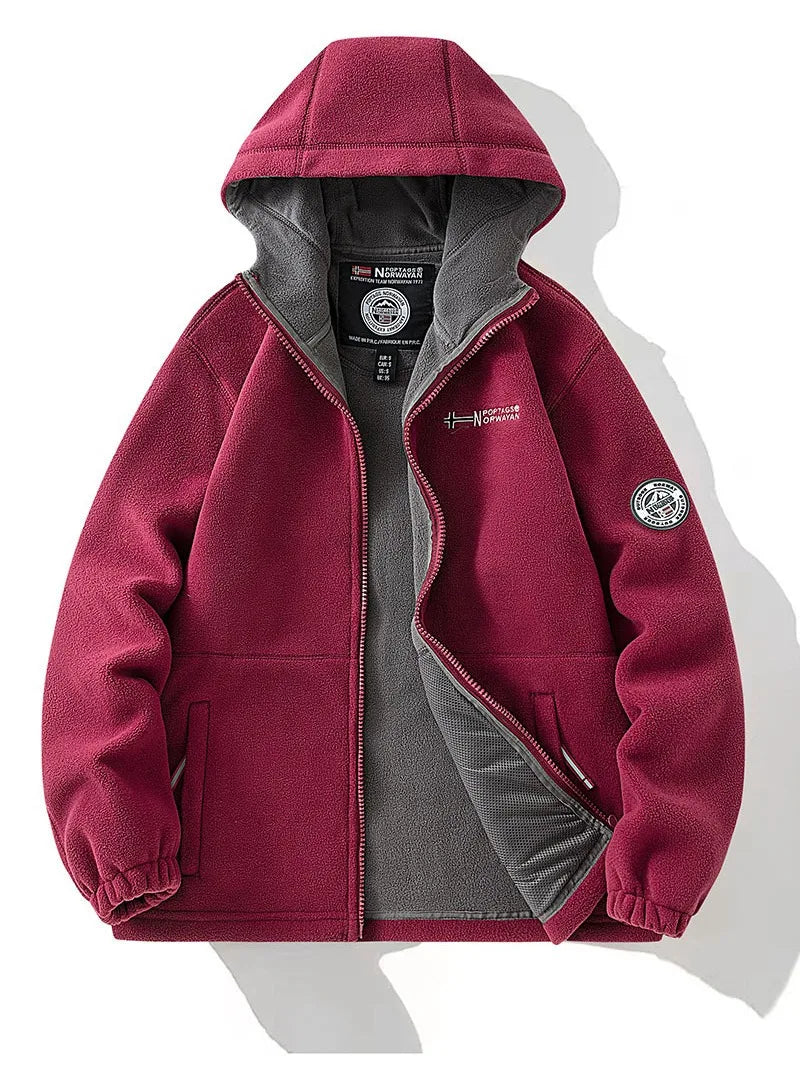 2024 Brand Winter Fleece Jacket Men's Casual Thickened Wool Jacket high quality Design Warm Fashion Hooded Coat Outdoor Ski Suit.