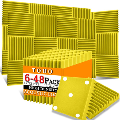 TOUO Sound-Absorbing Foam 6-48 Pcs Acoustic Foam Panels Wall Soundproofing Studio Acoustic Treatment Sound Absorbing Material