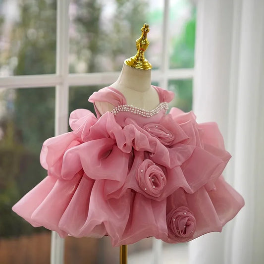 High-End-Bankett-Baby-Geburtstagspartykleid für Mädchen, formelles erstes Jahr, Weihnachtskostüm, Blumenjunge, Hochzeit, flauschiges Prinzessinnenkleid