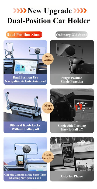 Oatsbasf Dual-position Car Screen Phone Holder Stand Metal Aluminum Adjustable for Tesla Model 3 Highland Y Car Accessories.