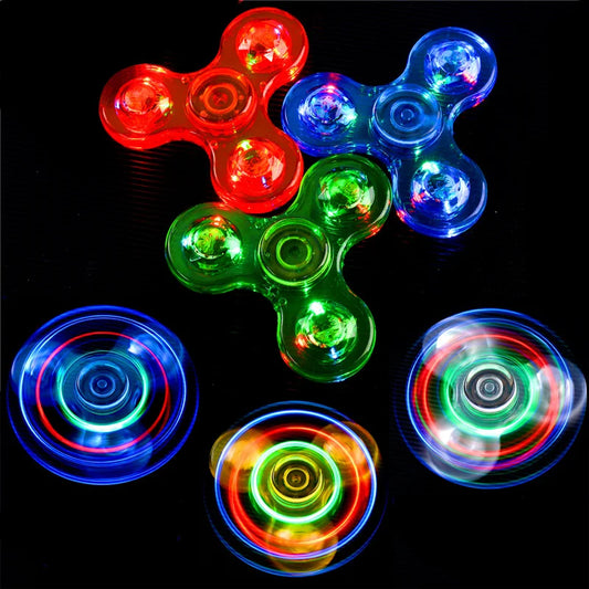LED Finger Spinner Transparent Crystal LED Light Colourful Light-up Finger Spinner Pvc Material Finger Spinner Toys.