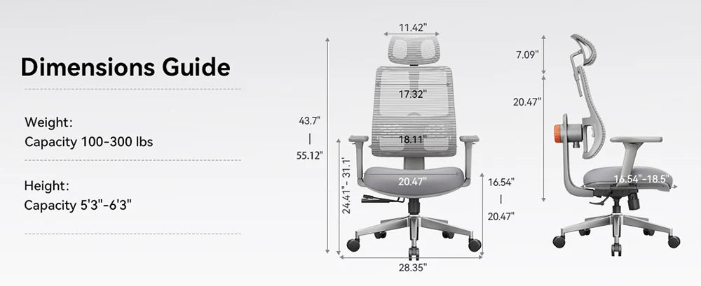 NEWTRAL MAGICH003 Ergonomischer Bürostuhl, automatisch ausgestellte Rückenlehne, verstellbare Sitztiefe der Kopfstütze, 3D-Armlehnenliege