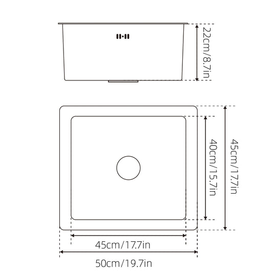 Unterbau-Küchenspüle aus Edelstahl mit abgerundeter Einzelschüssel, goldenes großes Spülbecken mit Abflussmontage