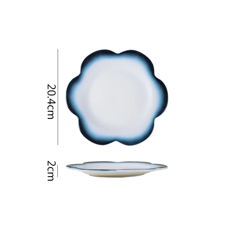 Creative Flower Shape Ceramic Plate Dessert Cake Plate Pasta Dish Sushi Plate Serving Plates Molecular Cuisine Tableware.