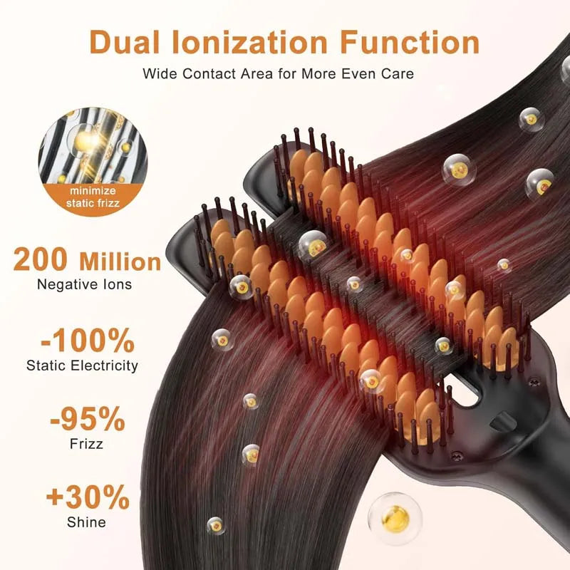 Professional Iron Straight Hair Hot Comb Double Heating Plate Ceramic Fast Heating Straightener Comb Electric Brush Straightener.