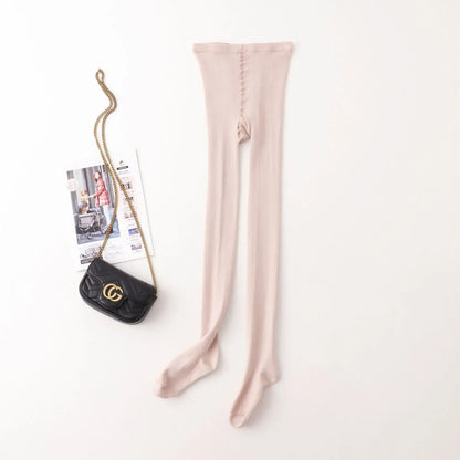 Women's Autumn and Winter Mulberry Silk Blend Tights Slim High Waist Skinny Anti-Hook Thick Warm Leggings Tights Stockings