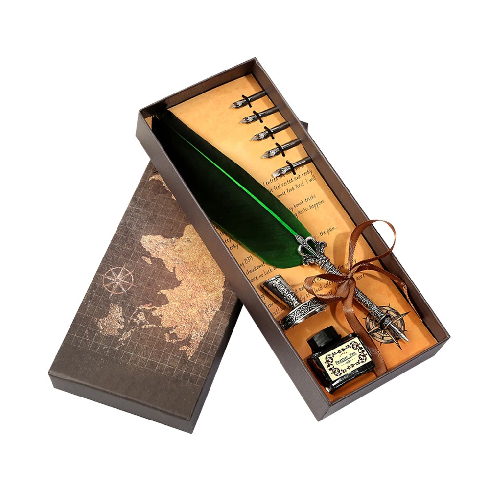 Retro Vintage Kalligraphie Feder Dip Stift Brunnen Stifte Schreiben Tinte Set Kreative Schreibwaren Quill Stift Kunst Liefert Handwerk Geschenke.