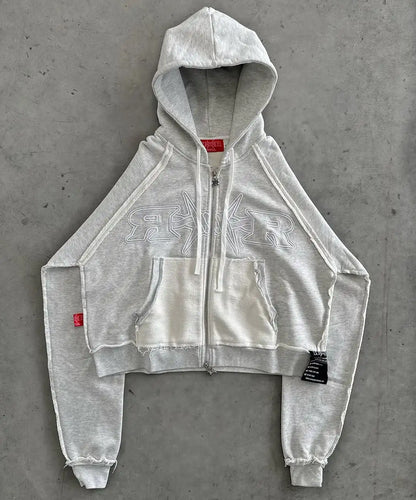 Y2k Tracksuit Men Letter Pattern Embroidered Pocket Patchwork Clothes for Men Harajuku Zipper Hoodies Sweatpants Two Piece Set.