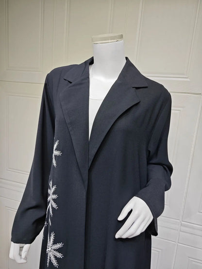 Ramadan Eid Black Open Muslim Dress Kimono Abaya Damen Dubai Luxury Islam Women Clothing Kebaya Kaftan Robe Femme Musulman Gown.