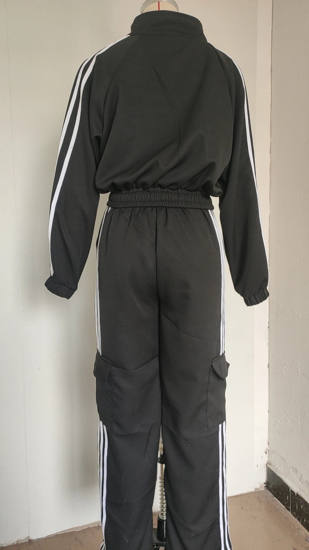 Sports Trousers Loose White Casual Women's Set Fashion Zipper High-waisted Hoodie + Wide-leg Overalls 2-piece Sweatshirt Suit.