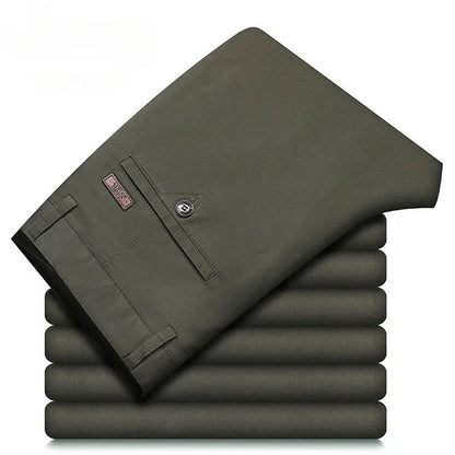 Spring Summer Cotton Casual Pants Mens Clothing Straight Business Green Black Khaki Trousers Male size 40 42 44.