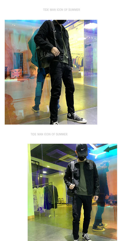 Men's Denim Jacket Spring Autumn White Casual Slim Fit Korean Style Workwear Coat Streetwear Fashion Male Outerwear Jackets.