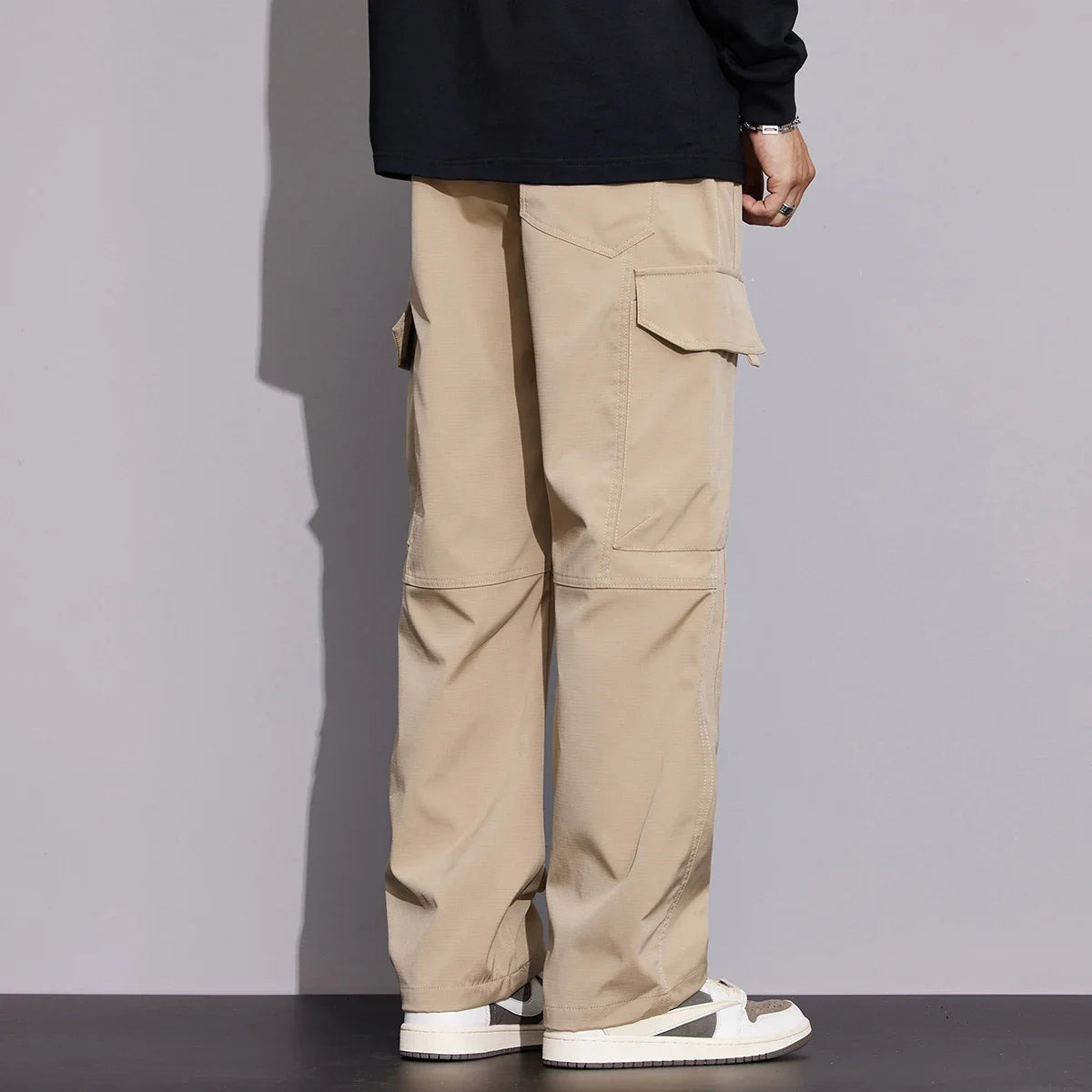 New in Tall Men Cargo Pants Elastic Waist Extra Long Length 115cm Male Waterproof Trousers Lengthened Slim Thin Leg 190cm 200 Cm.