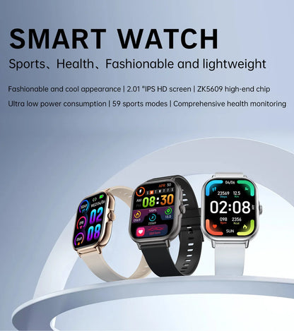 2025 2.01'' Smart Watch Bluetooth Call Play Music Smartwatch Fitness Clock Sport Waterproof Watches for Men Women iPhone Android.