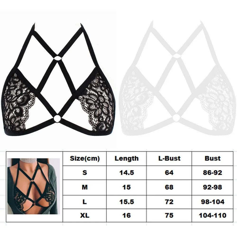 ‌Euro Fashion Lace Lingerie Set: Straps Halter Bra & Sexy Bralette‌.