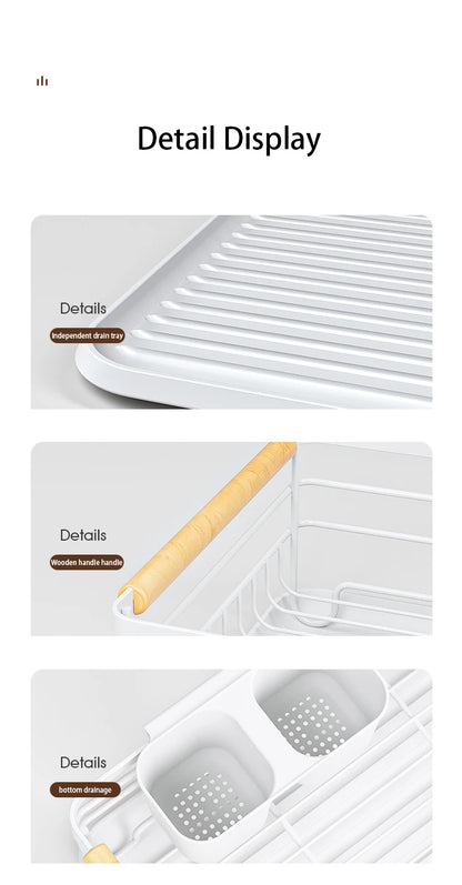 Countertop Kitchen Single-layer Plate Shelf Drain Bowl Rack Multi-functional Tableware Metal Storage Rack.