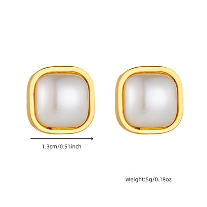 DIEYURO 316L Stainless Steel Love Pearl Round Square Fan Shaped Irregular Design Earrings Women New Trend Ear Jewelry Gift Party.