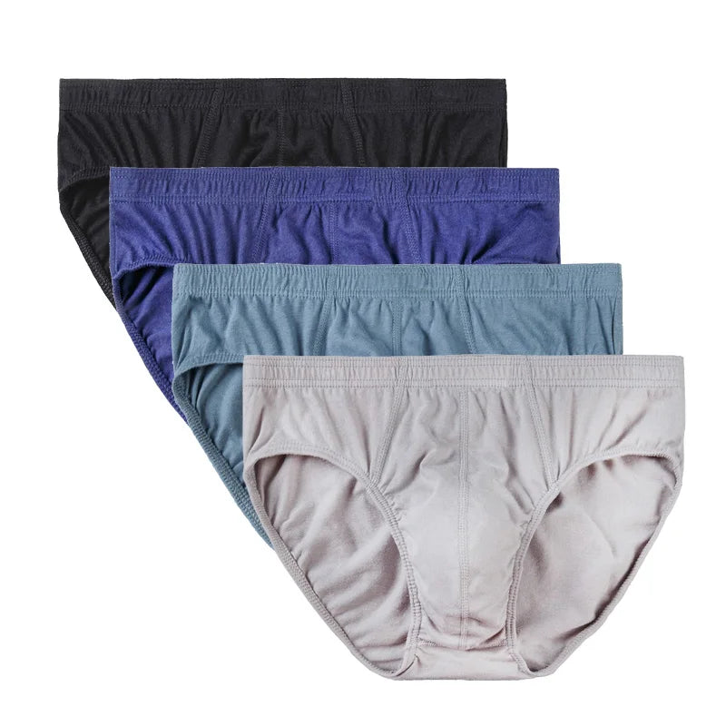 4 Pcs/Lot Men's 100% Cotton Breathable Briefs Comfortable Male Underwear Lingerie Panties Underpants Plue Size Xl -5Xl.