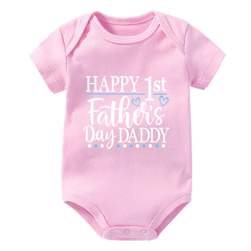 Happy 1st Vatertag Papa Druck neugeborenes Baby Jungen Mädchen Stram pler Kleidung Kleinkind Sommer Kurzarm Body Väter Tag Geschenke