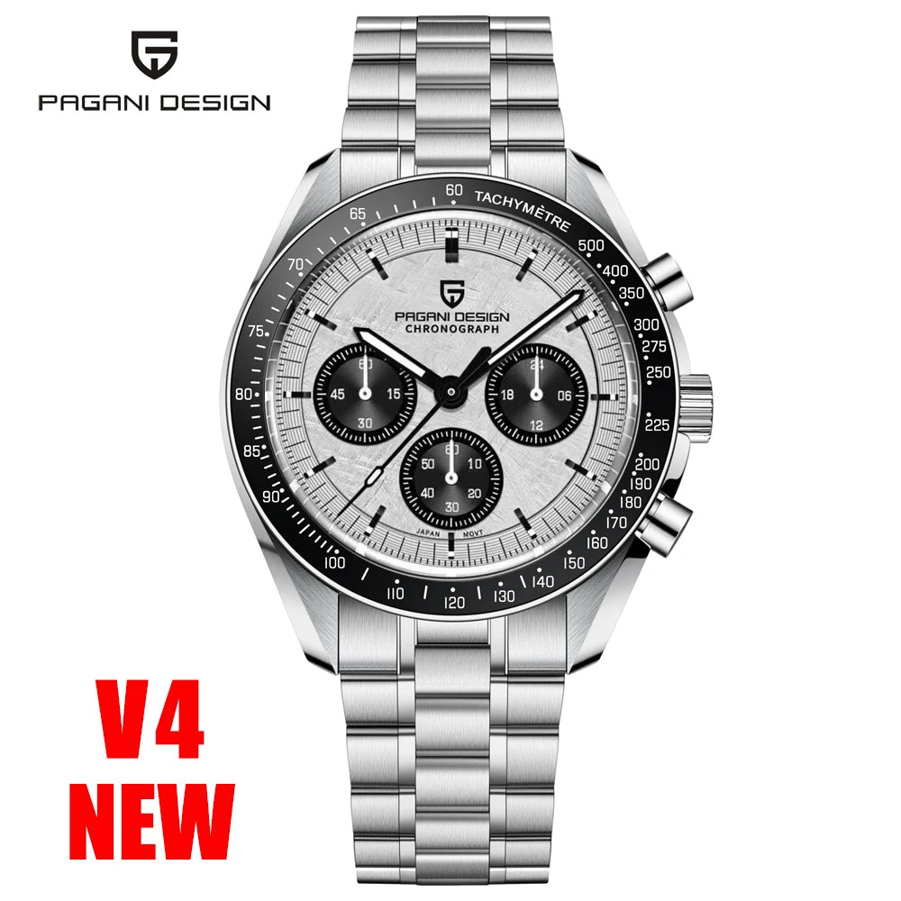 PAGANI DESIGN 2025 New Saturn Men's Watches Top Luxury Quartz Watch Men Light Tan Chronograph AR Sapphire crystal Wristwatch Men