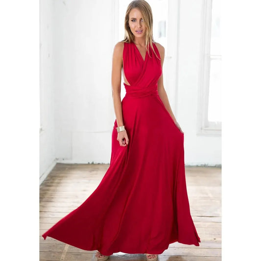 Sexy Frauen Multi way Wrap Cabrio Boho Maxi Club rotes Kleid Verband langes Kleid Party Brautjungfern Unendlichkeit Robe Longue Femme