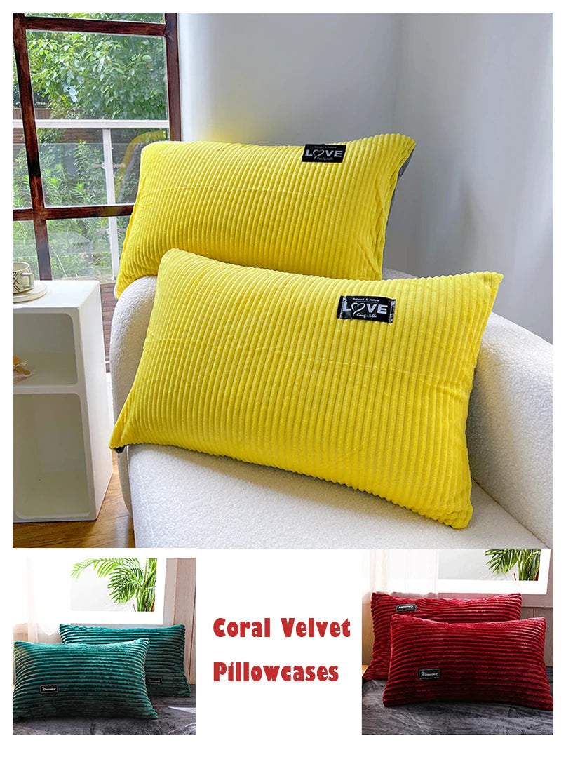 Winter Warm 3pcs Bedding sets Double bed Quilt Cover Thick double-sided velvet king Twin queen size duvet cover with pillowscase.