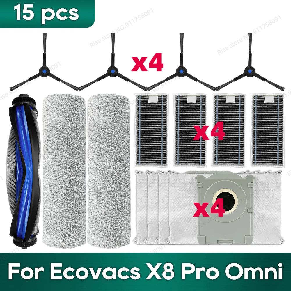 Compatible for Ecovacs X8 Pro Omni Accessories Main Side Brush Hepa Filter Rag Dust Bag Replacement Parts