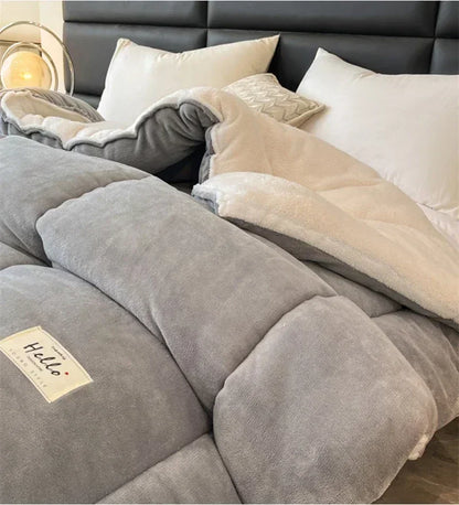 Winter Quilt Blanket Double Sided Velvet Lamb Cashmere Double Bed Quilts King Queen Full Size Bed Duvet Thicken Comforter Core.