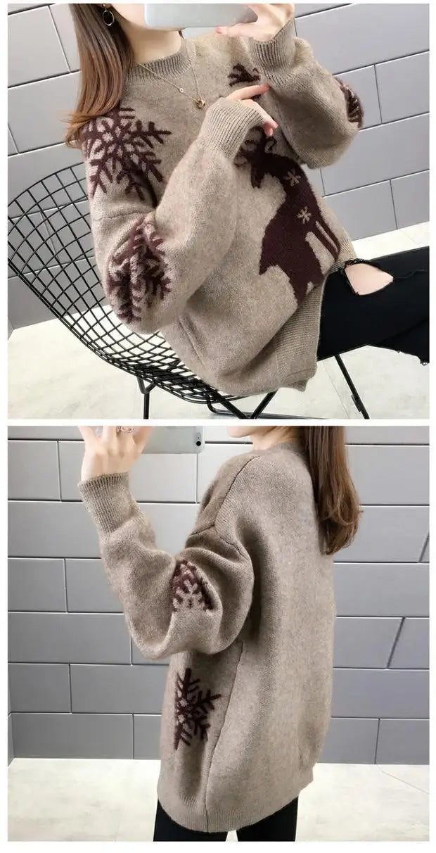 Herbst Winter Neue Langarm Stricken Pullover Oansatz Alle-spiel Lose Plus Größe Süße Pullover Mode Lässig Frauen Kleidung.