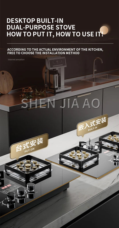 7.2KW Gas Stove Household Three Stove Timing Table Embedded Dual-purpose Natural Gas Liquefied Gas Fire Stove Gas Stove