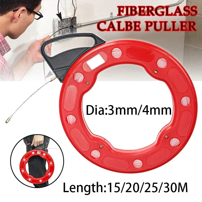 3mm/4mm 15/20/25/30M Cable Puller Fish Tape Conduit Ducting Threader Pulling Lead Wire for Electrician Wiring Installation.