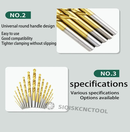 LOCO 50 Stück Titanbeschichtete Bohrer HSS Schnellarbeitsstahl-Set Werkzeug Hochwertige Elektrowerkzeuge 1/1,5/2/2,5/3 mm