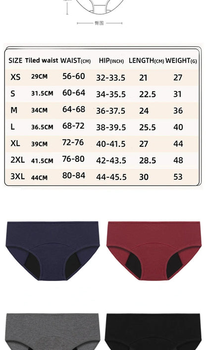 Women Menstrual Panties Leak Proof Briefs Solid Plus Size Cotton Panties Lingerie Absorbency Comfortable Physiological Underwear.