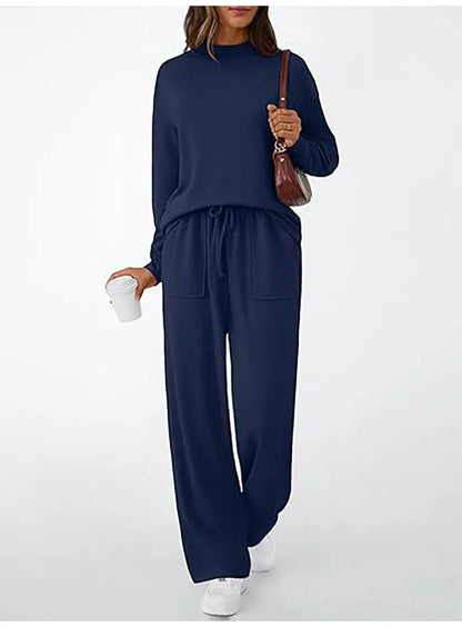 Autumn Winter Sweatshirt 2 Piece Set Women 2025 Casual Sport Long Sleeve Loose Tops And Wide Leg Pants Sets Suits Outfit.
