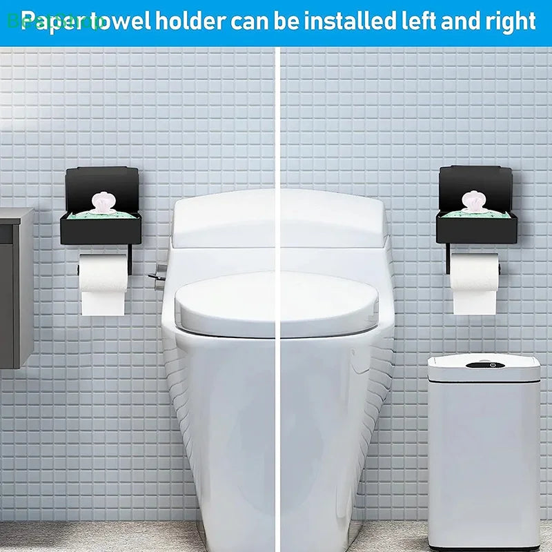 An der Wand montierter Toilettenpapierhalter mit Regal und Aufbewahrungsbox, Multifunktions-Tücherspender, passend für die Aufbewahrung von Badezimmer-Wischtuch