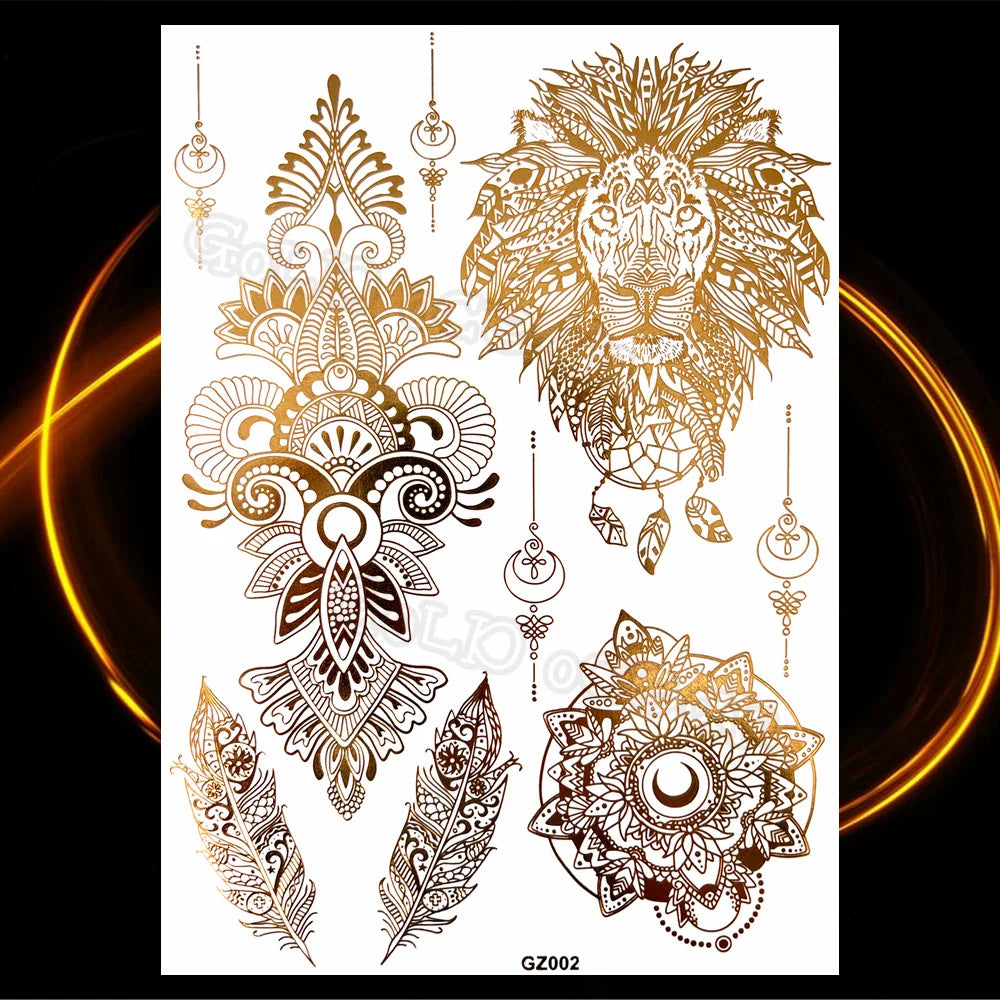 1PC Summer Style Men Women Body Art Gold Metallic Tattoo Sticker HYS-101 Chain Bracelet Fake Jewelry Waterproof Temporary Tattoo