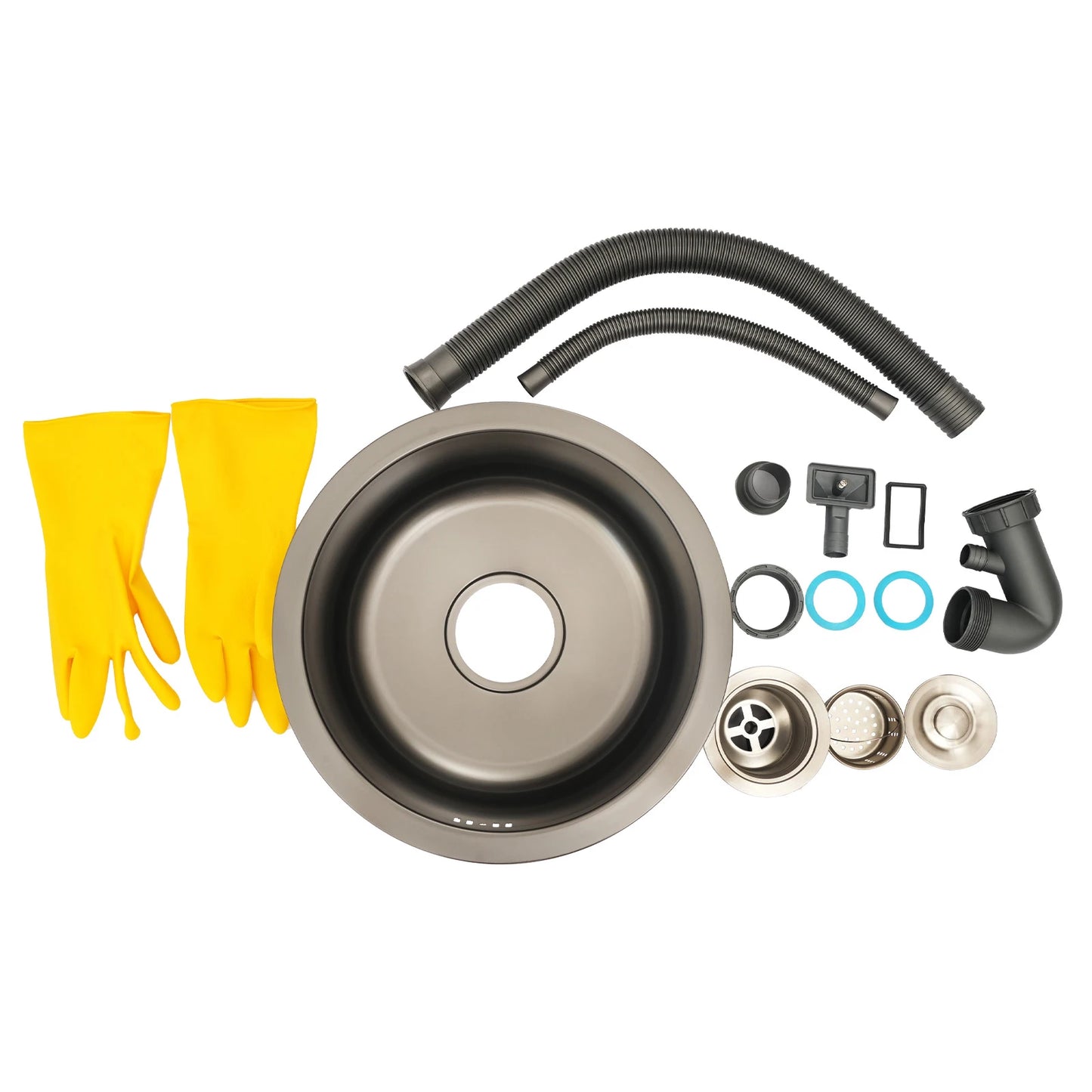 Rundes Einzelwaschbecken aus 201 Edelstahl, 7,09 Zoll, tiefes Nano-Beschichtungsspülbecken, 14,2 x 7,09 Zoll, U-förmiges geruchshemmendes Spülbecken für die Küche