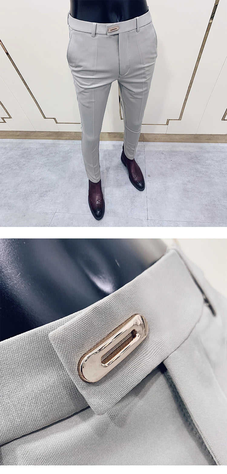 Men Suit Pants Dress Pantalone Hombre Stretch Slim Formal Trousers Calça Masculina Solid Color Casual Pants Fashion Men Clothing