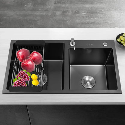 Schwarzer Wassertank, spritzwassergeschützt, schwarzes King Kong-Doppelwaschbecken, langlebig, mit Start- und Seifenspender