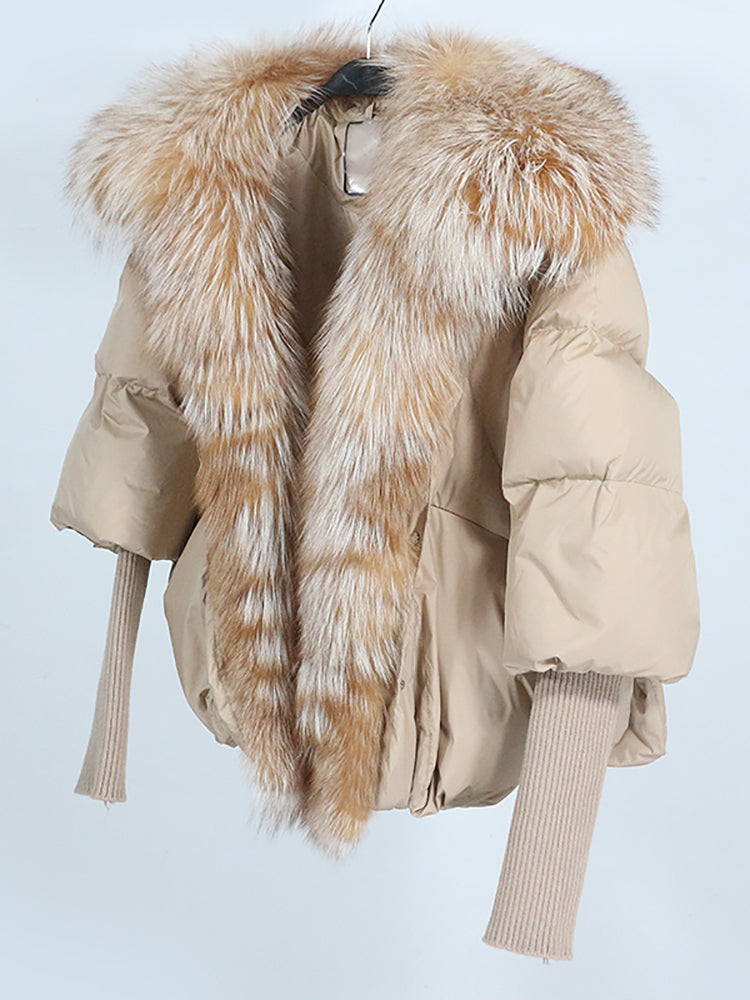 Lose Natürliche Echt Fox Pelz Kragen Mantel Dicke Neue Europäische Mode Weiße Ente Unten Jacke Winter Frauen Warme Luxus Oberbekleidung