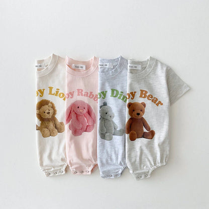 Neugeborenen Baby Mädchen Nette Tier Kurzen Ärmeln Overall Dünne Bequeme Baumwolle Body Ein Stück Jungen Sommer Outfits Kleidung.