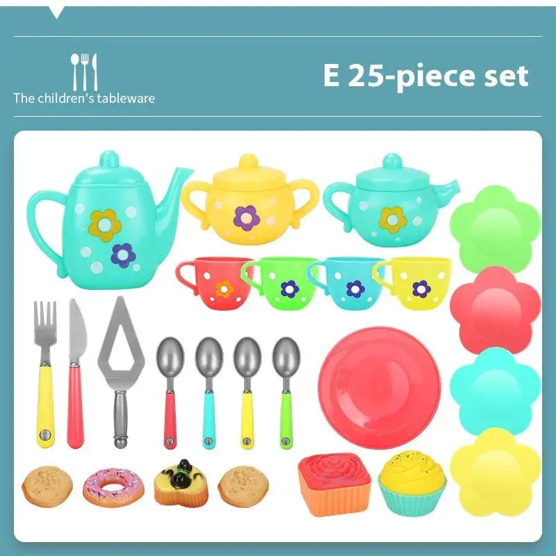 1 Set Plastic Teapot Teacup Food Pretend Play Toy Kids Simulation Tea Kit Kitchen Afternoon Tea Toys For Boy Girl Birthday Gift.